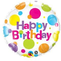 Qualatex Szülinapi fólia lufi 18" 45cm Happy Birthday (LUFI245297)