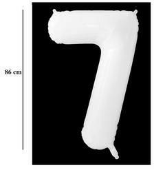 Partydeco Számos lufi 34" 86cm óriás fehér fólia szám, számjegy 7-es (LUFI666322)