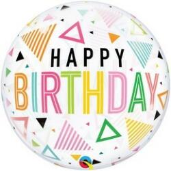 Qualatex Szülinapi Bubbles lufi 22" 56cm Happy Birthday (LUFI803262)