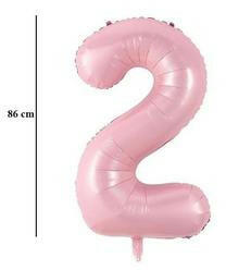 Partydeco Számos lufi 34" 86cm óriás babaRózsaszín szám, számjegy 2-es (LUFI185420)
