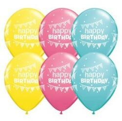 Qualatex Szülinapi lufi 11" 28cm 6db Happy Birthday! 50209 (bwq50209)