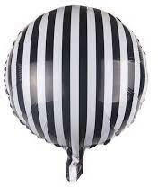  Kerek lufi 18" 45cm Fekete-Fehér, csíkos, (LUFI482949)