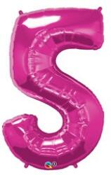 PartyPal Számos lufi 34" 86cm óriás Rózsaszín szám 5-ös (LUFI475552)