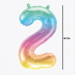  Számos lufi 16" (40cm) fólia szám, számjegy 2 csak levegővel tölthető, Jelli Ombre, 86369 (LUFI835550)