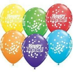 Qualatex Szülinapi latex lufi 11" 28cm 6db Happy Birthday! , 52975 (LUFI299796)