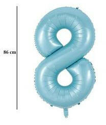 Partydeco Számos lufi 34" 86cm óriás Világoskék szám 8-as (LUFI713652)