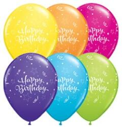 Qualatex Szülinapi latex lufi 11" 28cm 6db Happy Birthday! , 17935 (LUFI200846)