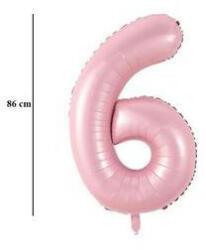 Partydeco Számos lufi 34" 86cm óriás babaRózsaszín szám, számjegy 6-os (LUFI140412)