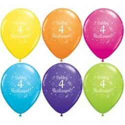  Szám, Számos latex lufi 11" 28cm 25db 4-es lufi Boldog 4. szülinapot! , q48191 (LUFI891796)