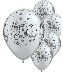 Qualatex Szülinapi latex lufi 11" 28cm 6db Happy Birthday! , 17928 (LUFI672395)