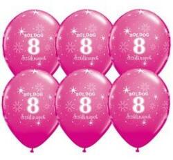  Szám, Számos lufi 11" 28cm 8-as lufi Boldog 8. szülinapot 6db (LUFI697049)