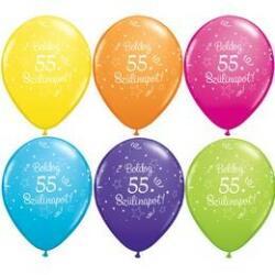  Szám, Számos latex lufi 11" 28cm 25db 55-ös lufi Boldog 55. szülinapot! , q46502 (LUFI769699)