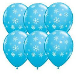 Mintás latex lufi 11" 28cm kék, hópehely, Snowflake, 33531 (LUFI214417)