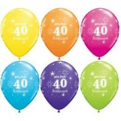  Szám, Számos latex lufi 11" 28cm 25db 40-es lufi Boldog 40. szülinapot! , q46369 (LUFI140213)