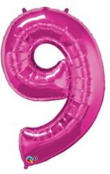 PartyPal Számos lufi 34" 86cm óriás Rózsaszín szám 9-es (LUFI165567)