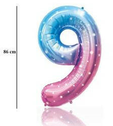 Fungram Számos lufi 34" 86cm óriás Starry Sky szám, számjegy 9-es (LUFI270119)