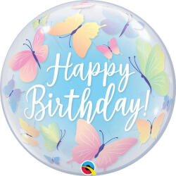 Qualatex Szülinapi Bubbles lufi 22" 56cm Happy Birthday (LUFI602641)