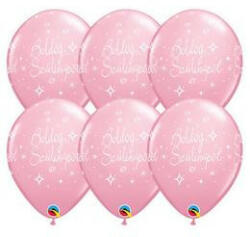 Qualatex Szülinapi latex lufi 11" 28cm 6db Boldog születésnapot! rózsaszín, q72425rp (LUFI990299)