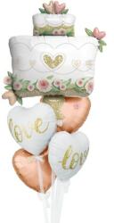  Héliumos luficsokor esküvőre, szív és torta - INGYENES GLS szállítással (LUFI140809)