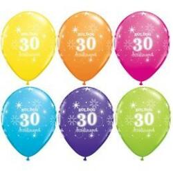 Szám, Számos latex lufi 11" 28cm 25db 30-as lufi Boldog 30. szülinapot! q46368 (LUFI431703)