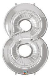 Partydeco Számos lufi 34" 86cm óriás ezüst fólia szám, számjegy 8-as (LUFI312134)