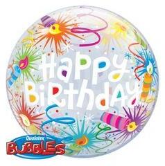 Qualatex Szülinapi Bubbles lufi 22" 56cm Happy Birthday (LUFI814695)