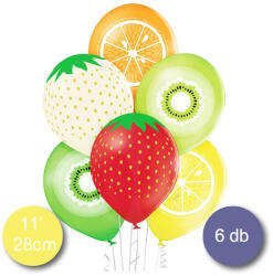  Mintás latex lufi 11" 28cm 6db gyümölcs, vegyes - Belbal (LUFI474038)