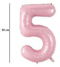 Partydeco Számos lufi 34" 86cm óriás babaRózsaszín szám, számjegy 5-ös (LUFI762589)
