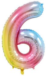 Fungram Számos lufi 34" 86cm óriás Rainbow, szivárvány, szám, számjegy 6-os (LUFI668321)
