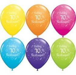 Qualatex Szám, Számos lufi 11" 28cm 6db 70-es lufi Boldog 70. szülinapot! , q46503rp (LUFI934845)