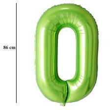 PartyPal Számos lufi 34" 86cm óriás zöld, fólia szám, számjegy 0 (LUFI189776)