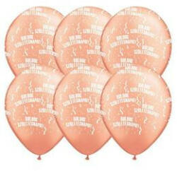 Qualatex Szülinapi lufi 11" 28cm 6db Boldog születésnapot! Rosegold, q48008-8 (LUFI249640)