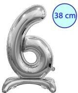 Godan Talpas számos lufi 15" (38cm) fólia szám, számjegy, 6 csak levegővel tölthető, Ezüst (MF5902973134940)