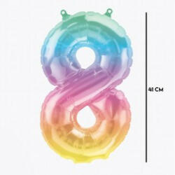  Számos lufi 16" (40cm) fólia szám, számjegy 8 levegővel tölthető, Jelli Ombre, 86406 (LUFI518843)