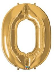 Partydeco Számos lufi 34" 86cm óriás Arany szám, számjegy 0 (LUFI309111)