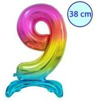 Godan Talpas számos lufi 15" (38cm) fólia szám, számjegy, 9 csak levegővel tölthető, szivárvány (MF5902973134803)