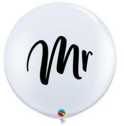 Qualatex 3 feet 91cm Fehér esküvői léggömb Mr felirattal, 57438 (LUFI990100)