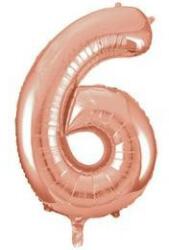 Partydeco Számos lufi 34" 86cm óriás Rosegold szám, számjegy 6-os (LUFI414487)