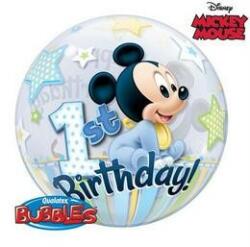 Qualatex Mintás Bubbles számos, szám lufi 22" 56cm Mickey Mouse 1 Birthday (LUFI993154)