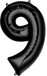 Partydeco Számos lufi 34" 86cm óriás Fekete szám, számjegy 9-es (LUFI627479)