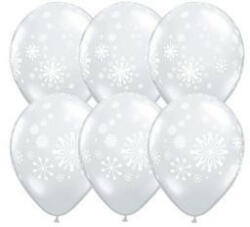  Mintás latex lufi 11" 28cm átlátszó, hópehely, Snowflake, 79210 (LUFI524955)