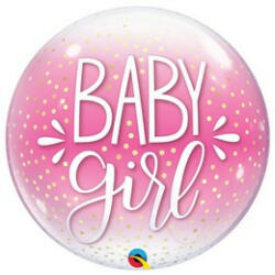 Qualatex Mintás Bubbles lufi 22" 56cm Baby girl (LUFI259183)