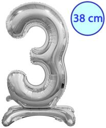Godan Talpas számos lufi 15" (38cm) fólia szám, számjegy, 3 csak levegővel tölthető, Ezüst (MF5902973134889)