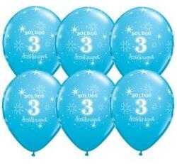 Qualatex Szám, Számos lufi 11" 28cm 6db 3-as lufi Boldog 3. szülinapot! , q37563rp (LUFI396573)