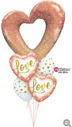  Héliumos luficsokor esküvő, szerelem, szív, Valentin nap - INGYENES GLS szállítással (LUFI655656)
