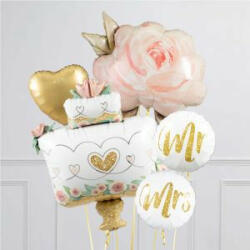  Héliumos luficsokor esküvőre, rózsa és torta - INGYENES GLS szállítással (LUFI303992)