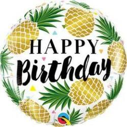 Qualatex Szülinapi lufi 18" 45cm Happy Birthday, ananas, ananász (LUFI932326)