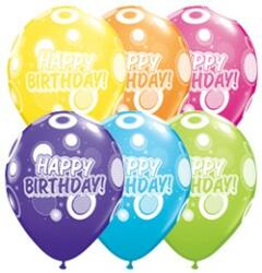 Qualatex Szülinapi latex lufi 11" 28cm 6db Happy Birthday! , 17927 (LUFI380042)