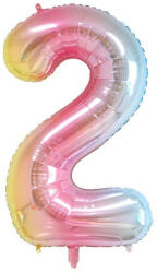 Fungram Számos lufi 34" 86cm óriás Rainbow, szivárvány, szám, számjegy 2-es (LUFI684718)