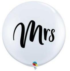 Qualatex 3 feet 91cm Fehér esküvői latex léggömb Mrs felirattal, 57439 (LUFI576221)